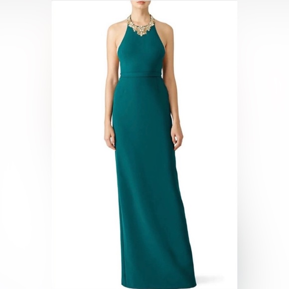 Marchesa Note Dress Green Beaded Halter
Open Back Formal - Picture 1 of 15